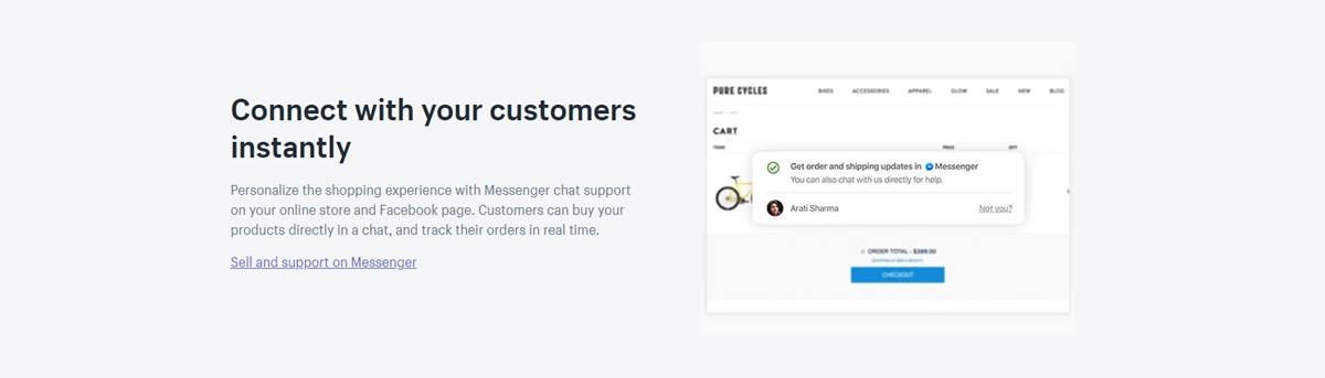 Sell via Facebook messenger with Shopify Lite