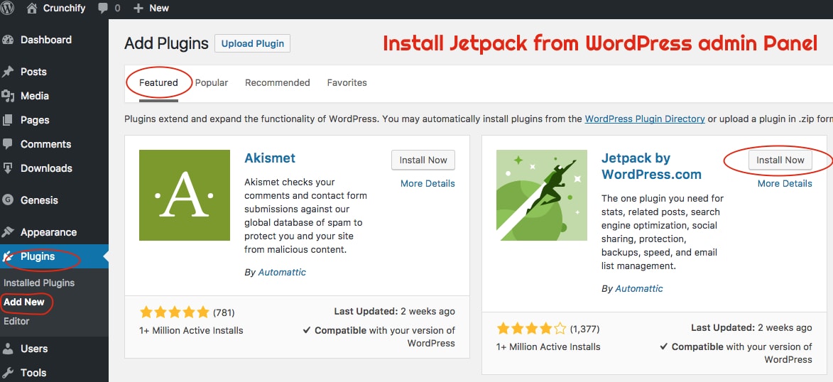 Install and activate Jetpack