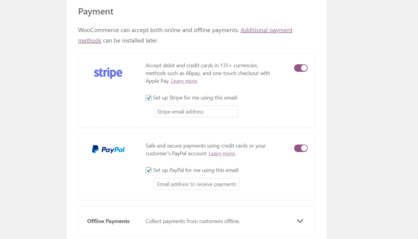 Select payment gateways