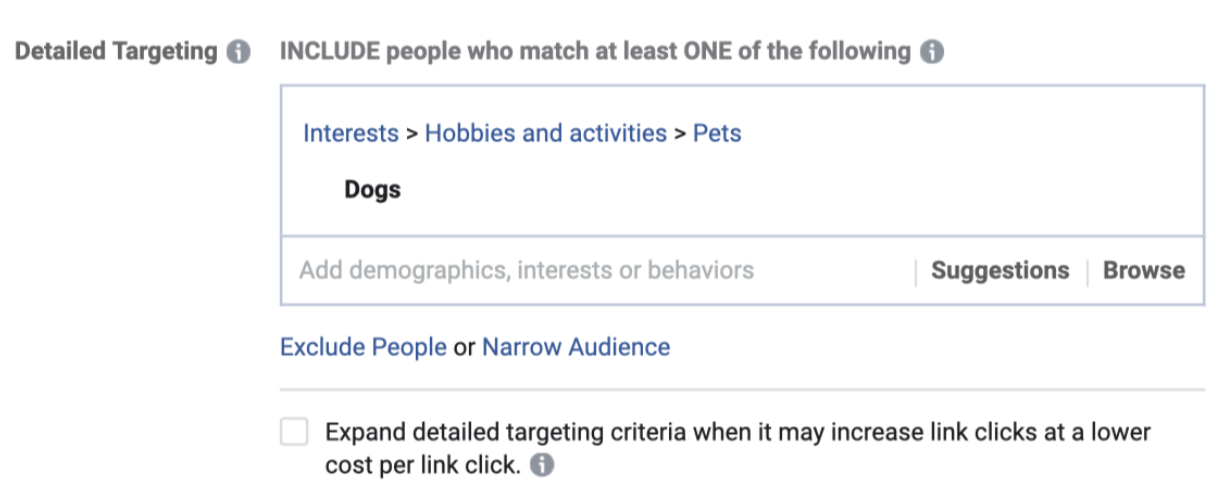 Facebook Advertising – Detailed Targeting criteria