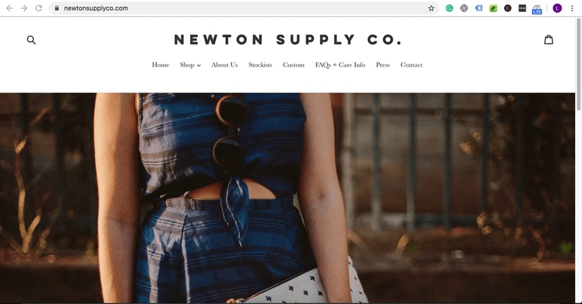 Examples of Shopify stores using the Debut theme: Newton Supply Co.
