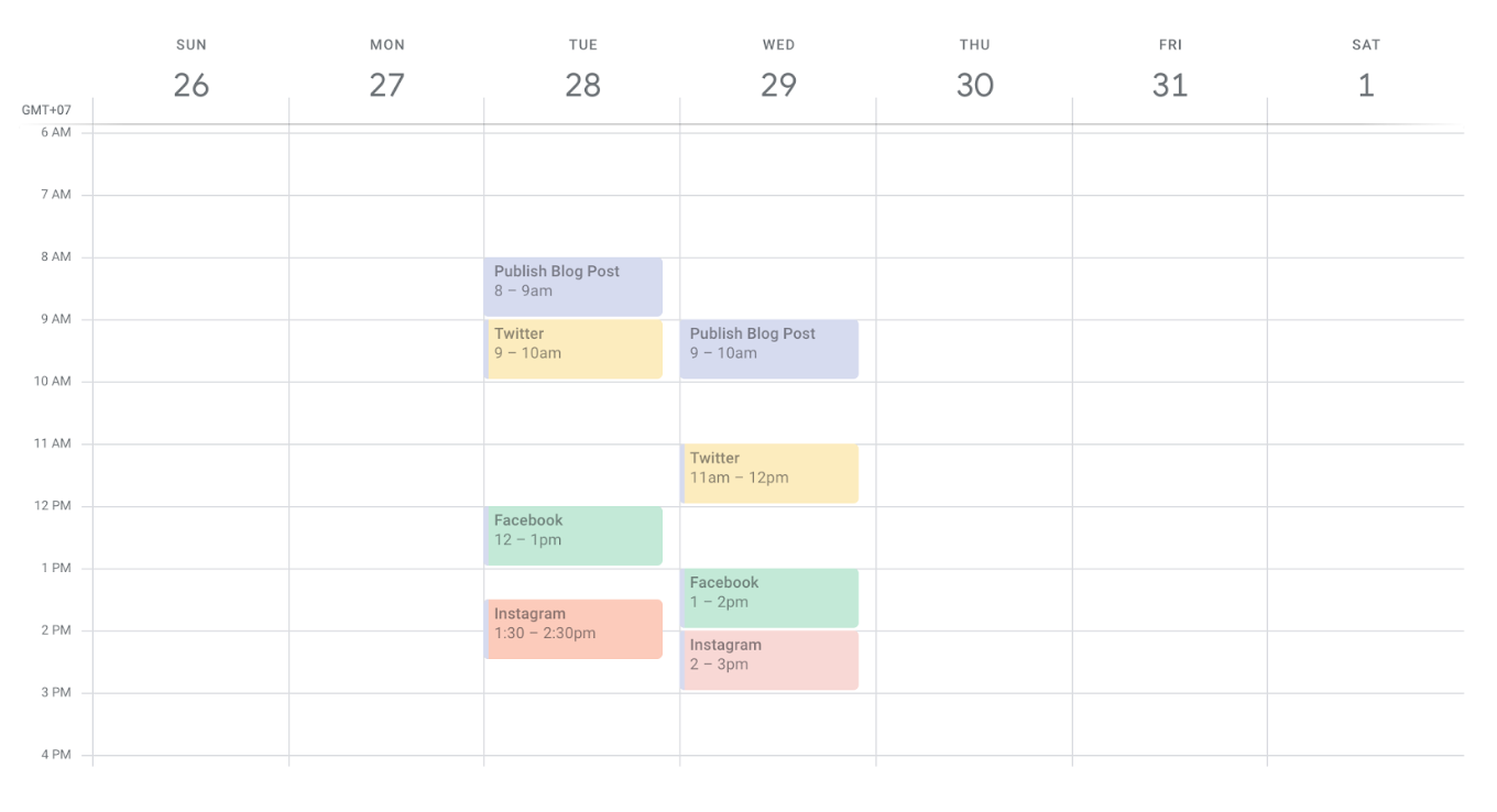 Social Media Content Calendar Tool to help Facebook Marketing: Google Calendar