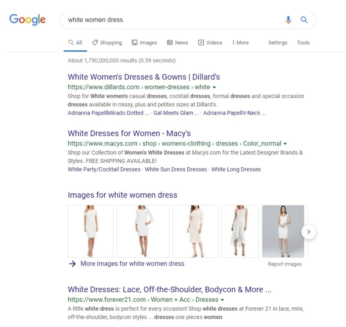 example-ecommerce-SEO-Guide-of-white-women-dress-on-google