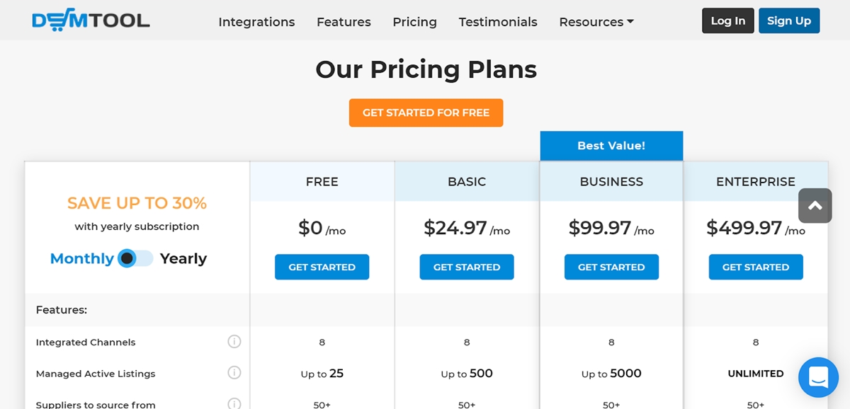 DSM Tool’s monthly pricing plans