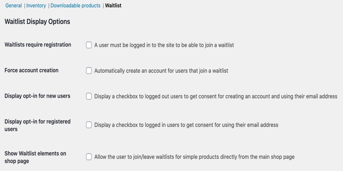 Waitlist configuration