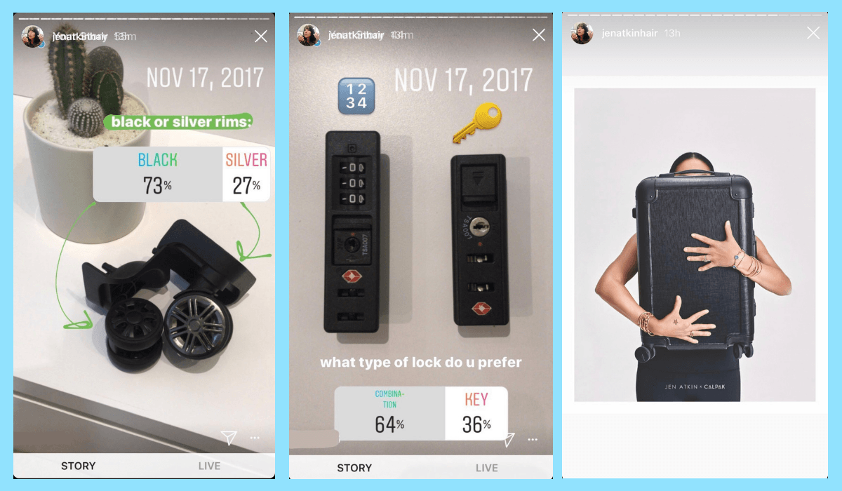 Jen Atkin posted Instagram Stories Polls to help create new products