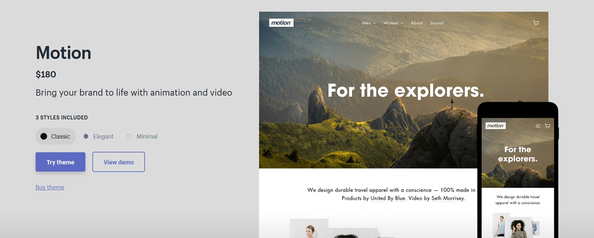 shopify motion theme review: Classic Style