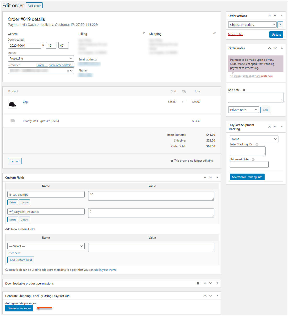 shipment and label generation