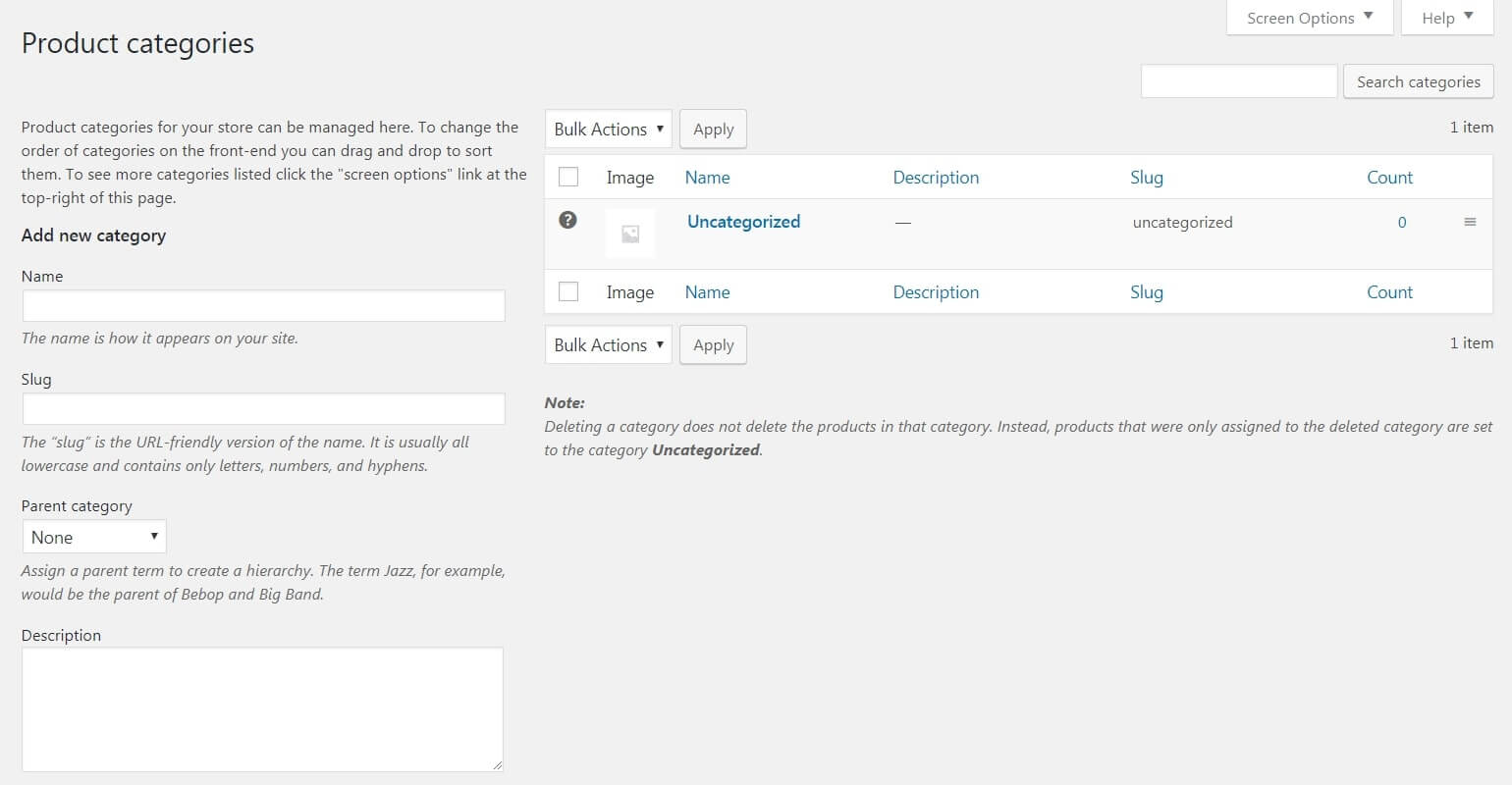 Create WordPress Product Categories