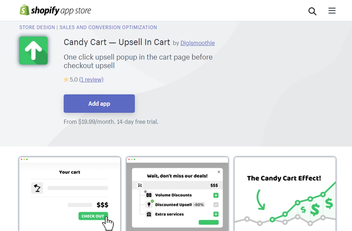 Best One Click Upsell Apps on Shopify: Candy Cart - Upsell in Cart