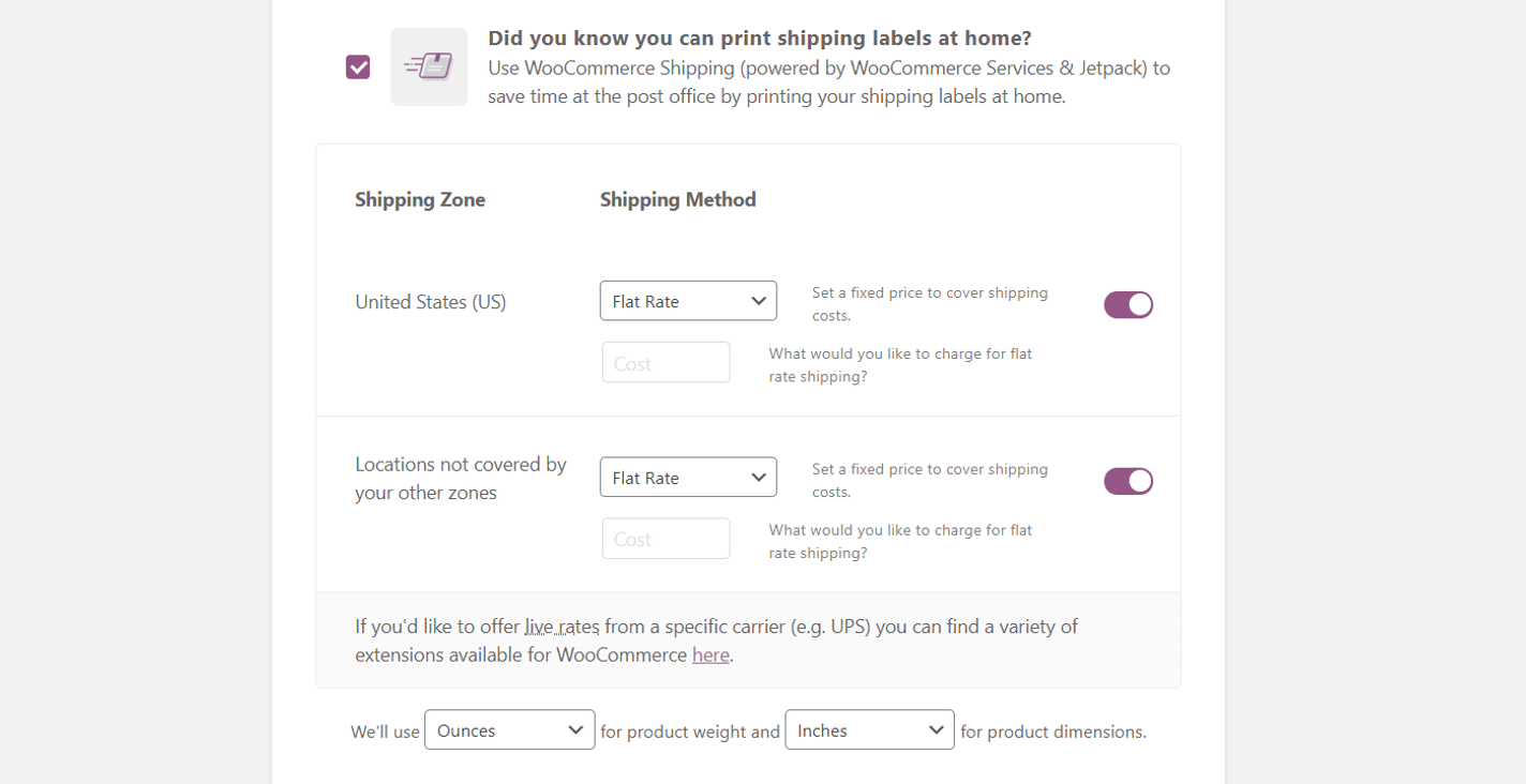 Set up shipping zones