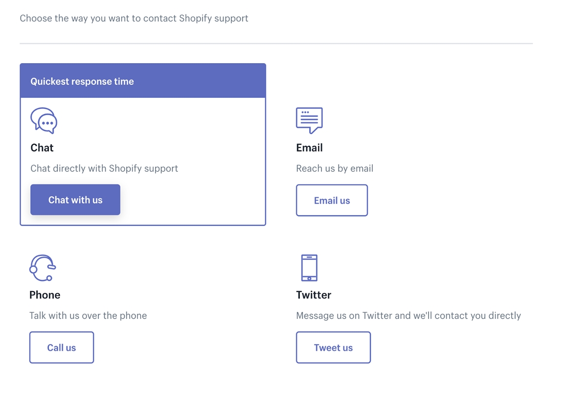 Get help with Shopify via live chat