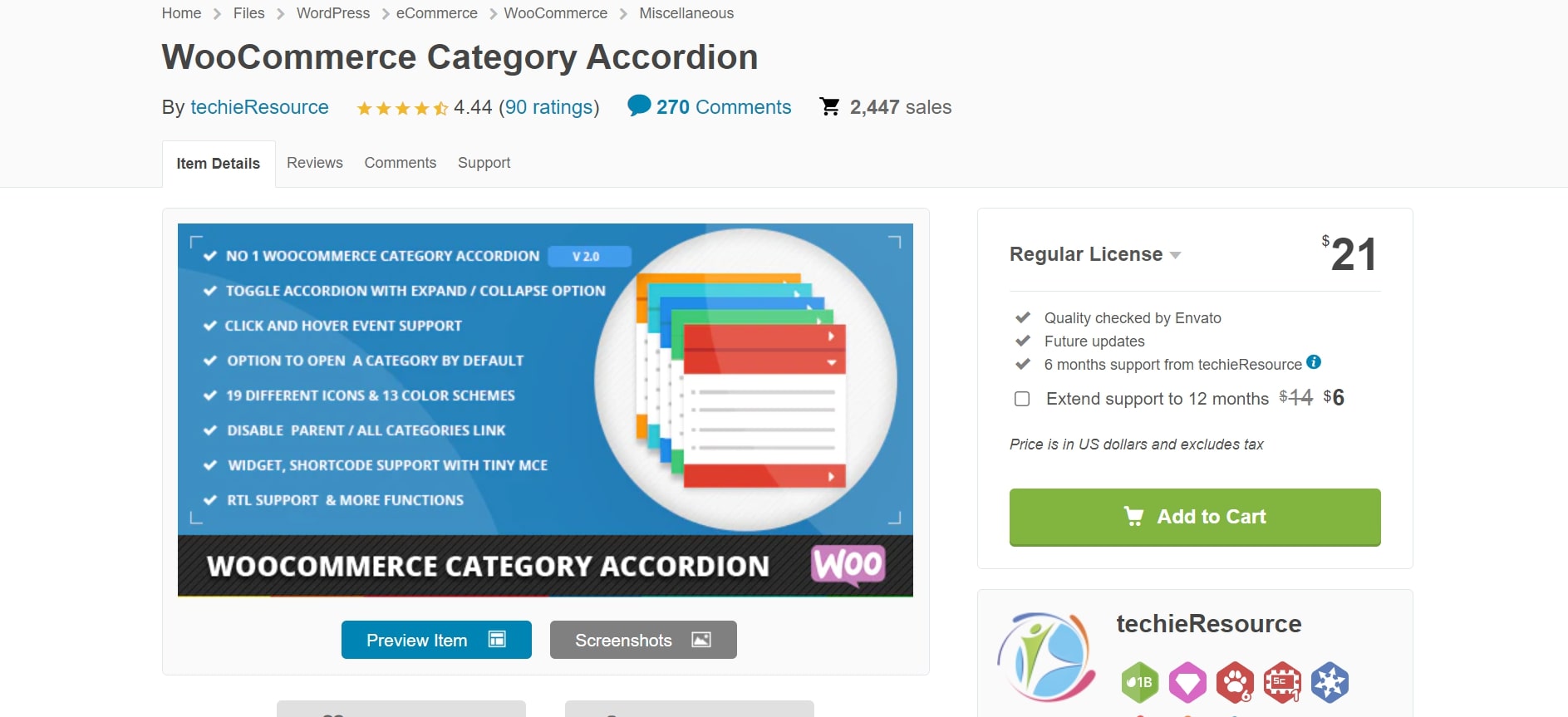 WooCommerce Category Accordion plugin by TechieResource