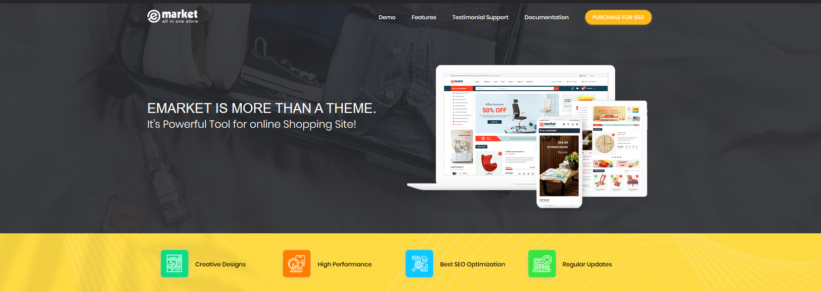 best parallax theme for shopify: eMarket