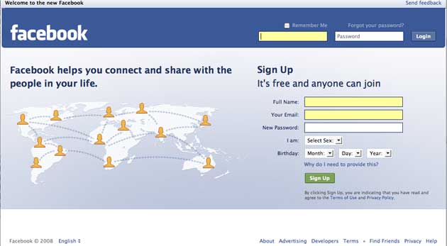 welcome to facebook login sign up