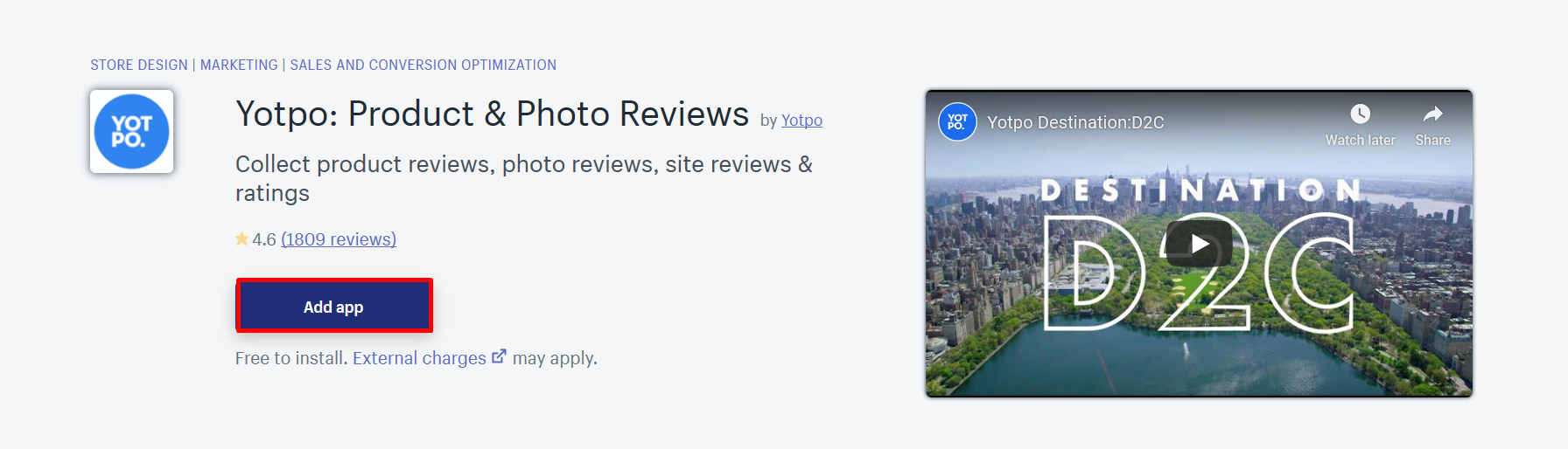 Install Yotpo on Shopify: add app