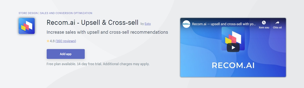 Best Shopify apps: Recom.ai - Cross sell and upsell