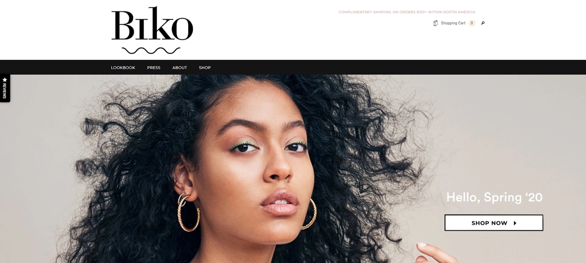 Biko - a famous handmade Shopify jewelry store