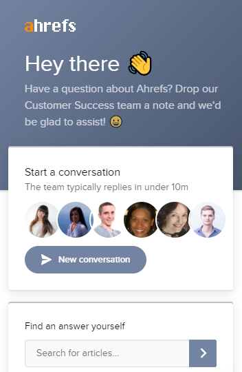 Ahrefs live chat support system