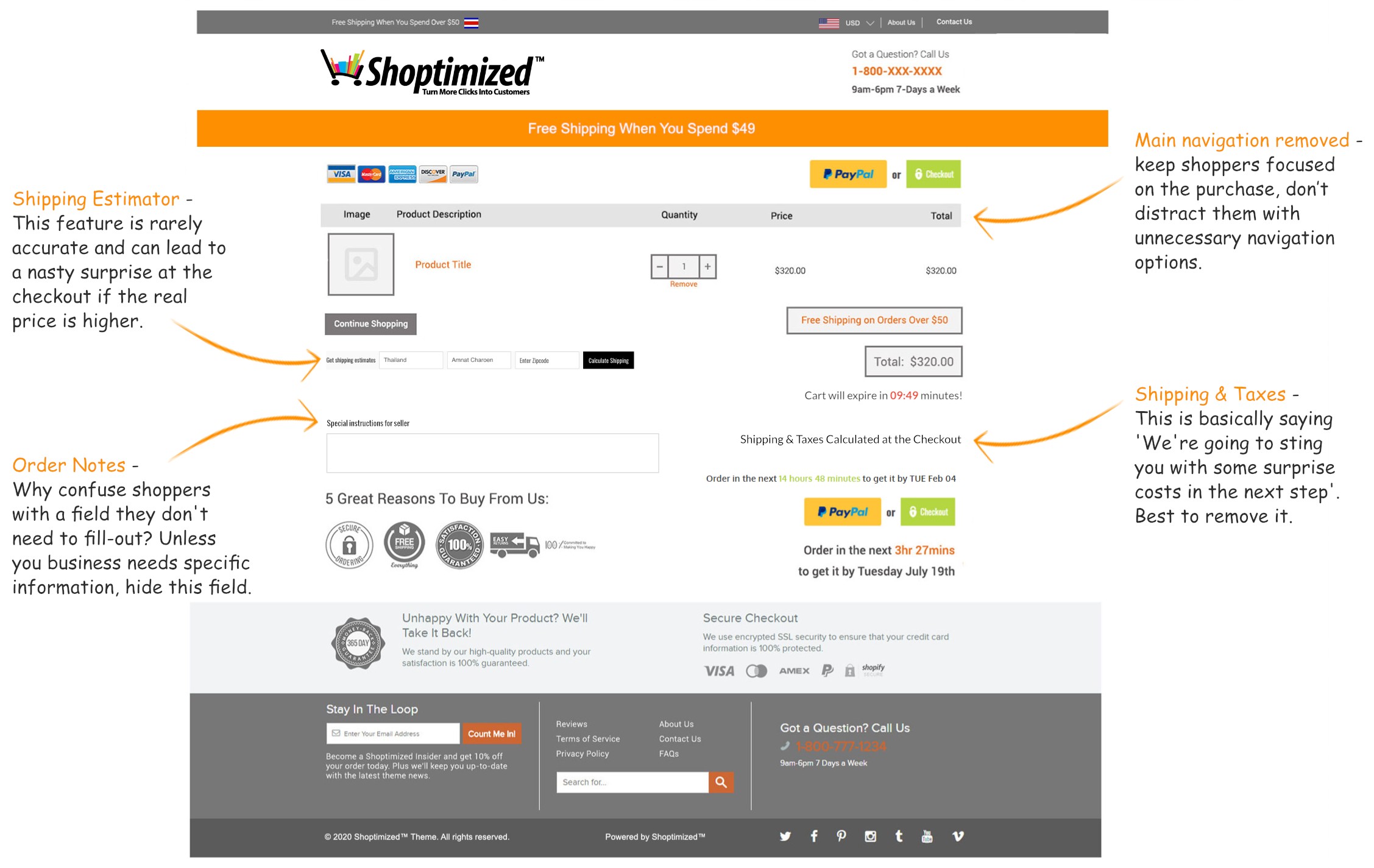 Cool Cart Page Features of Shoptimized theme