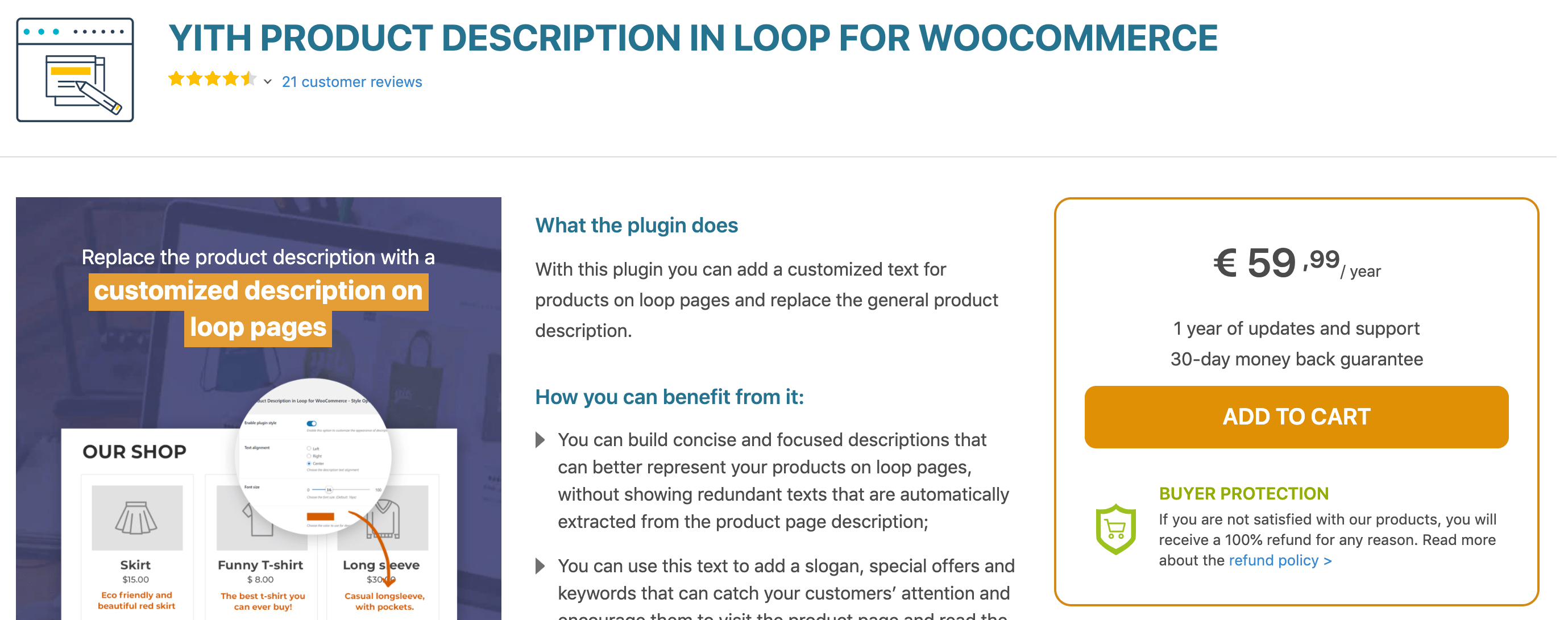 YITH Product Description in Loop for WooCommerce