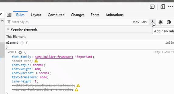 Inspect the CSS class of cart icon