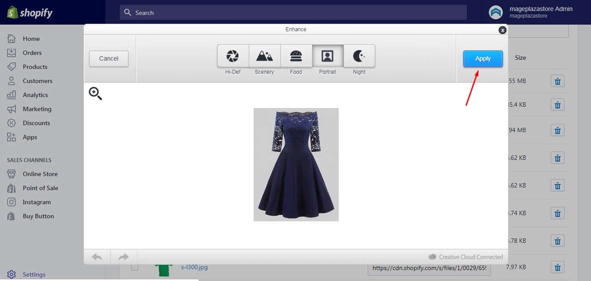 enhance an image on shopify