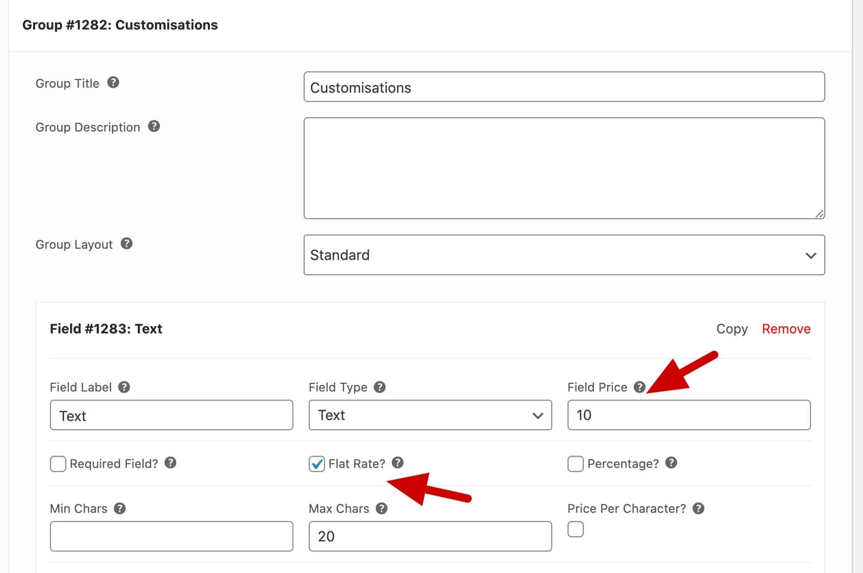 Customize product add-ons