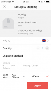 Processing and shipping time in AliExpress
