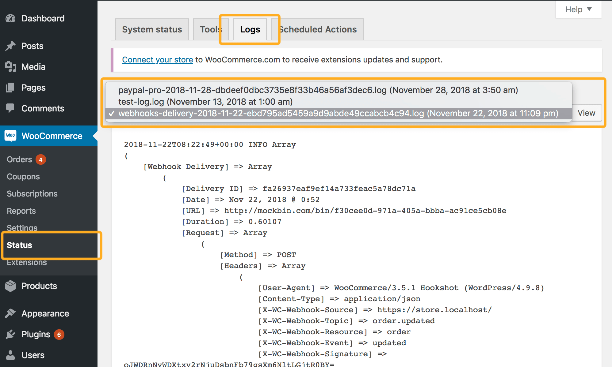 WooCommerce Logs