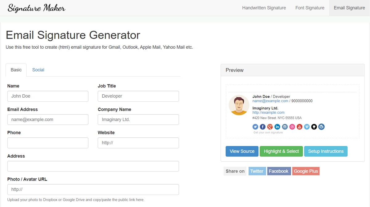 Email Signature Generator Tool By Signature Maker