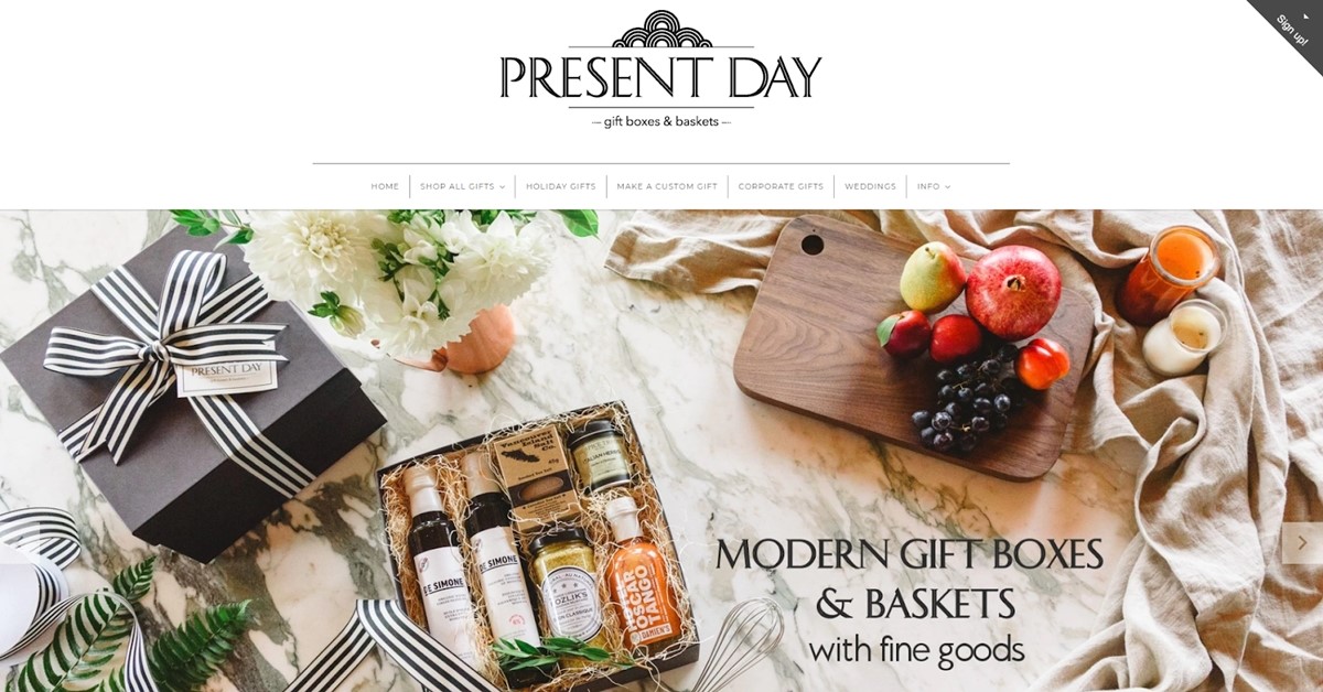 Present Day - A Shopify store specialized in subscription gift boxes and baskets