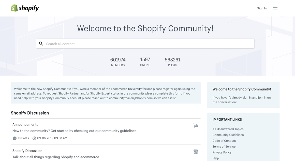 Get Support from Shopify Forum