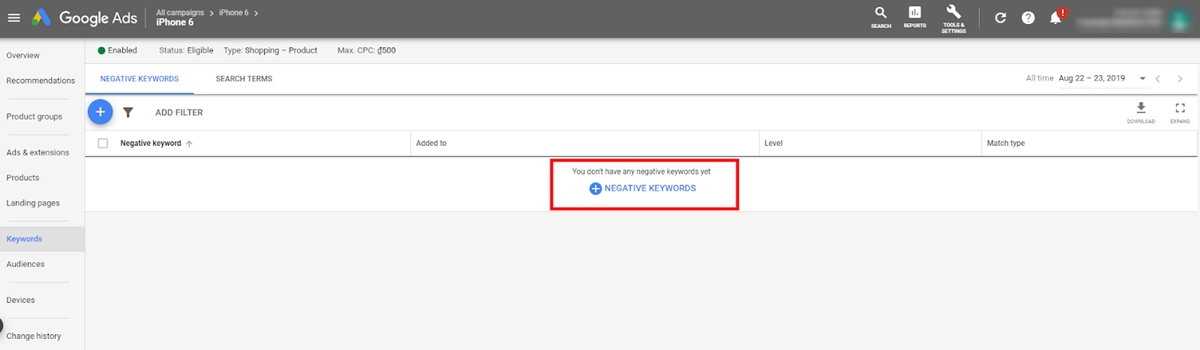 Optimize Google Shopping Campaigns: Add negative keywords