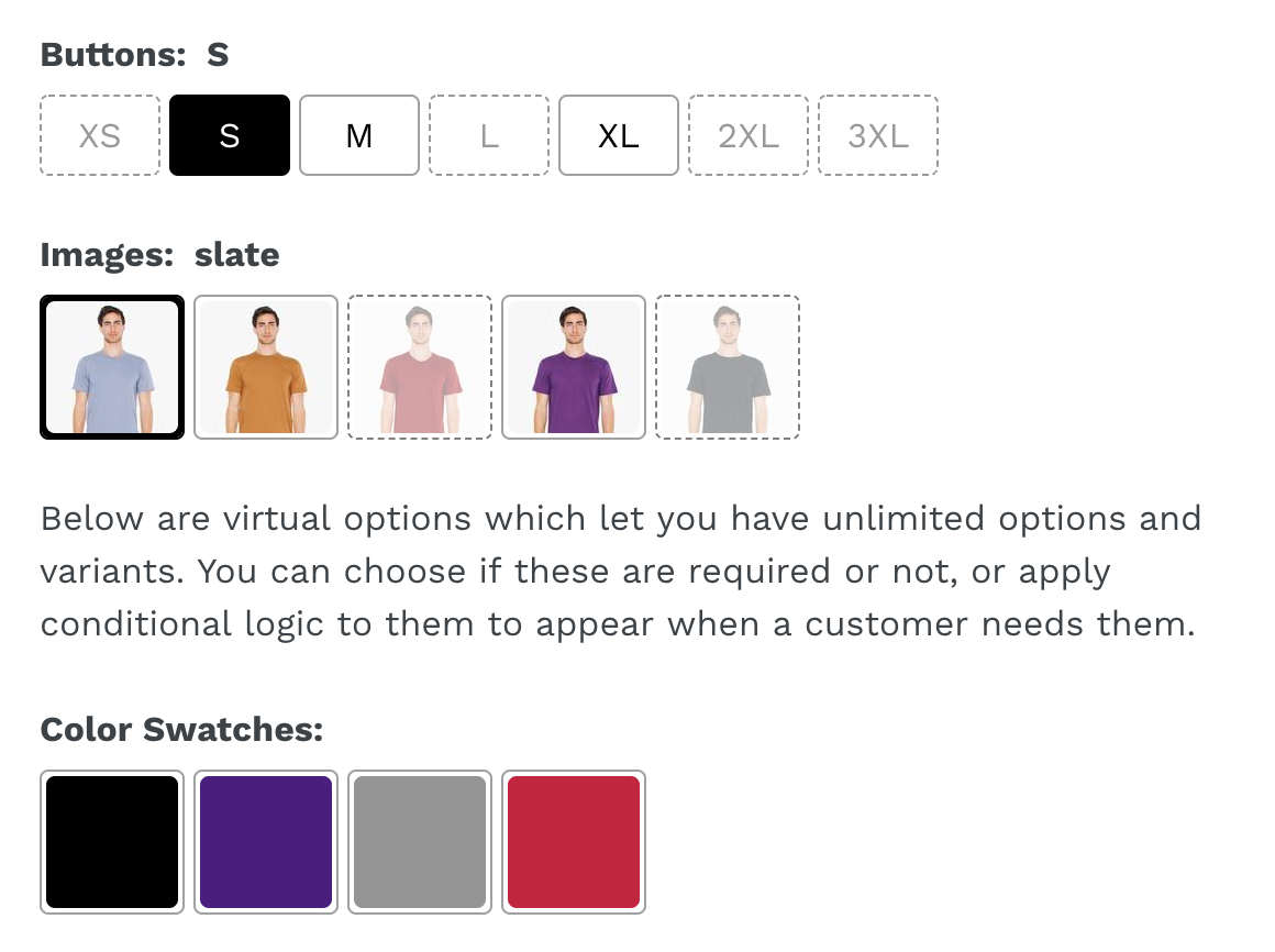 If your product option is not named Color or Colour, the color swatches will not appear