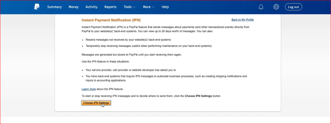 Choose IPN Settings