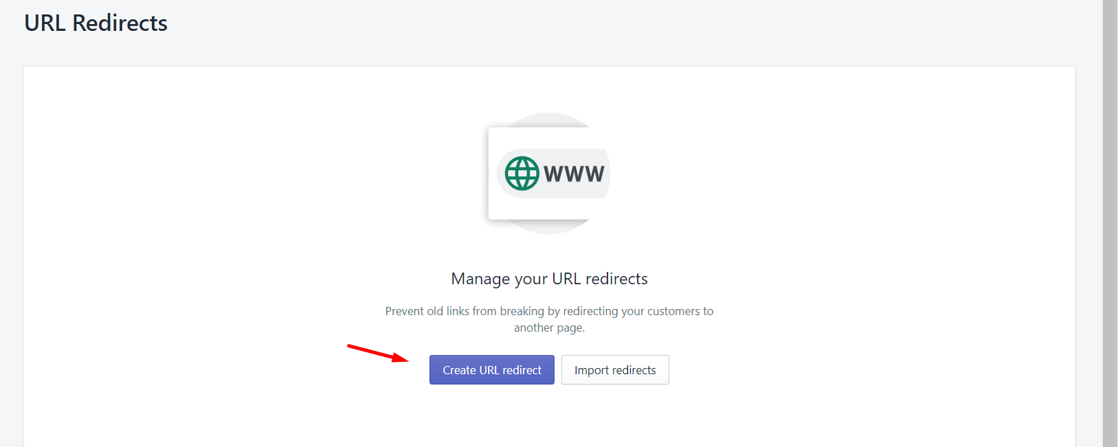 Click Create URL redirect