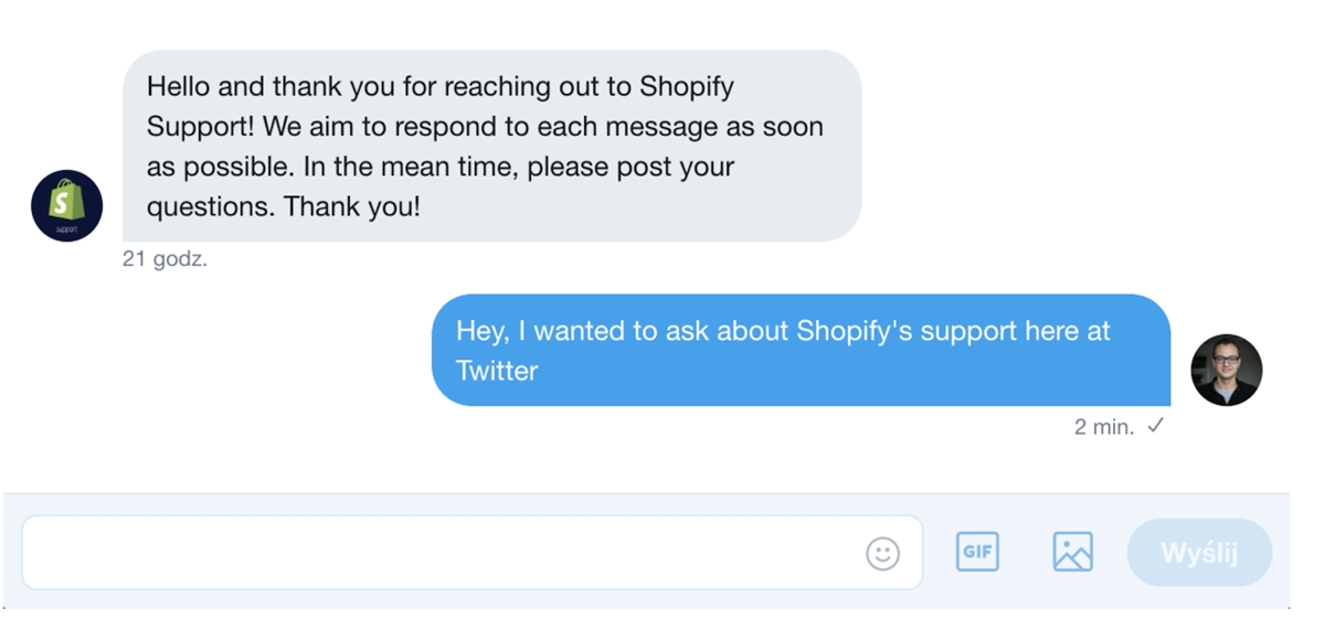get Shopify’s support on Twitter