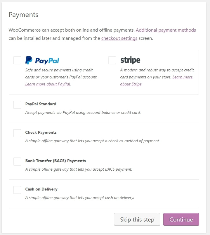 Tax and shipping setup