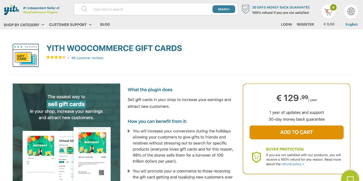 YITH WooCommerce gift cards