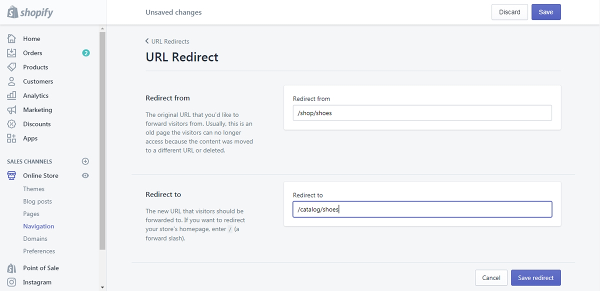 create a URL redirect