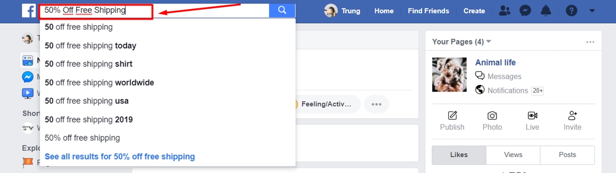 Using Facebook search data