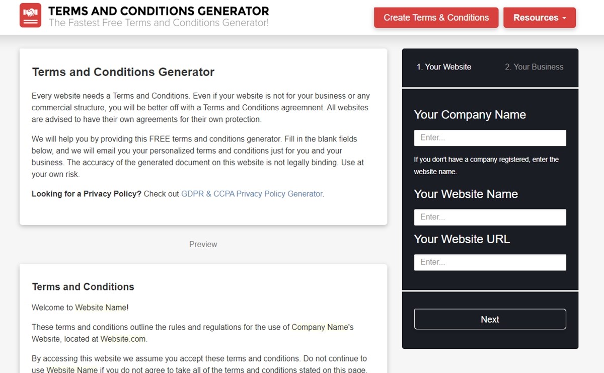 Best terms and conditions generators: Terms And Conditions Generator - Fastest terms generator