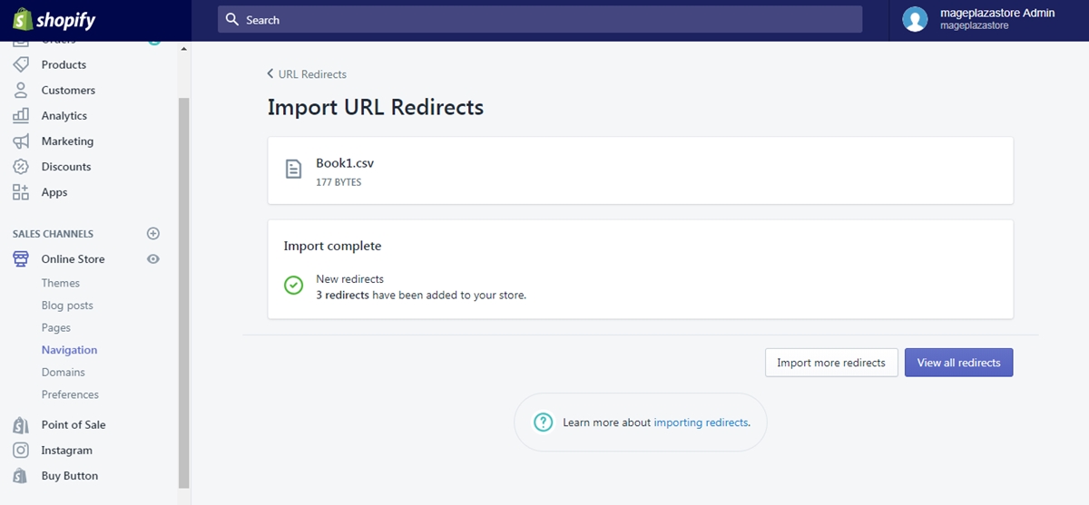 import your URL redirects
