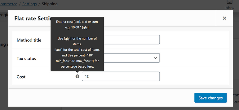 Flat rate settings